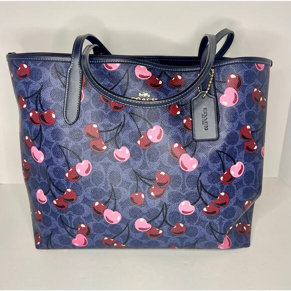 Coach City Denim Cherry Tote STYLE #CY691 - Picture 1 of 6